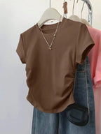 Women's Short Sleeve T-Shirt with Side Ruching