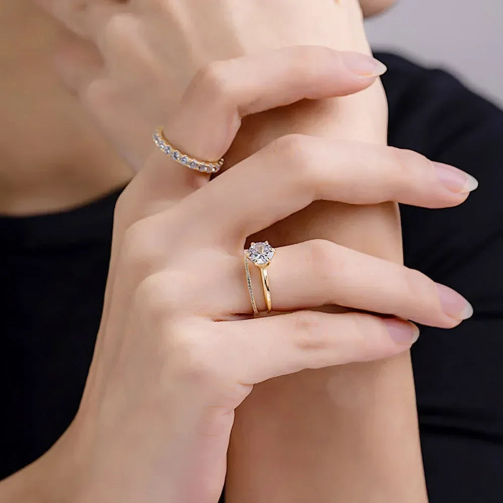 Moissanite D Color 1-3ct Gold Engagement Rings Wedding Jewelry
