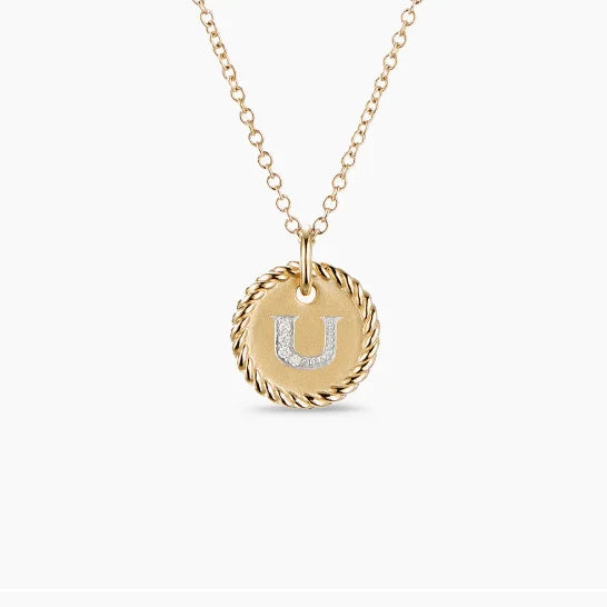 DY Simple Gold Color Letter Pendant Necklace