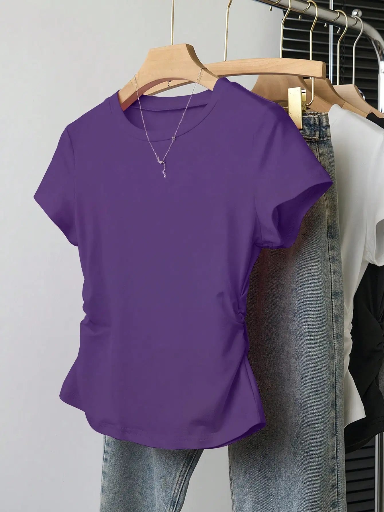 Women's Short Sleeve T-Shirt with Side Ruching