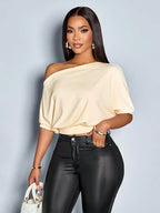 Women's Off Shoulder Ruched Top with Puff Sleeves