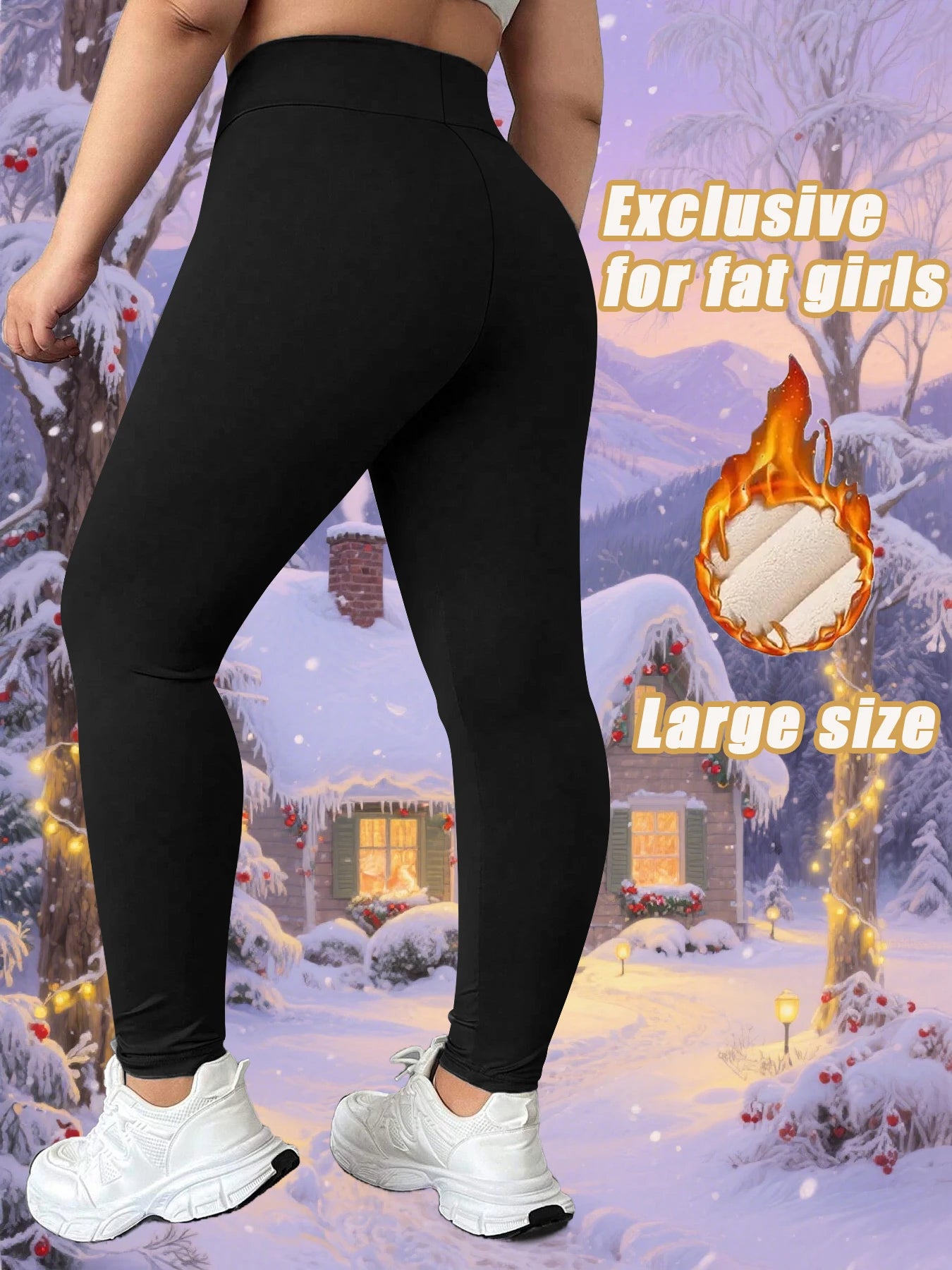 Plus - size Winter Fleece -Leggings For Women, High Elastic