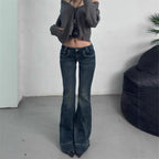Low-Waist Bell Bottom Denim Jeans Women