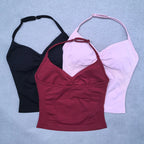 Adjustable Women Scrunch Bra Removable Cups Yoga Tank