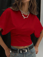 Cropped T-Shirt with Puff Sleeves