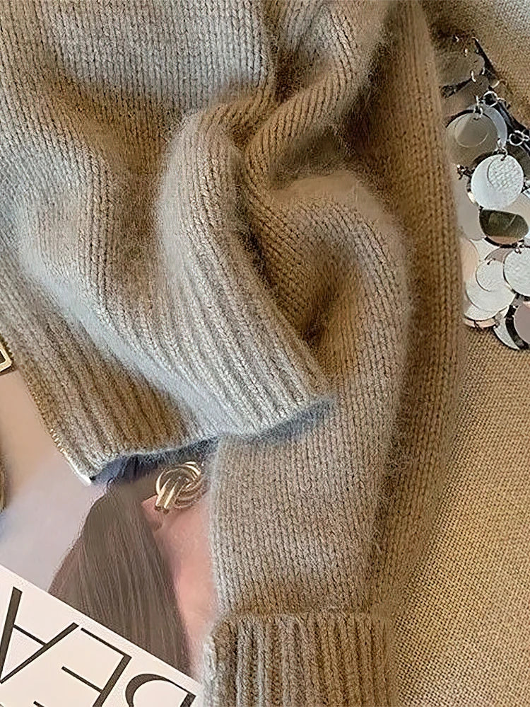 Zipper Cropped Cardigan Sweater Bomber Jacket Vintage