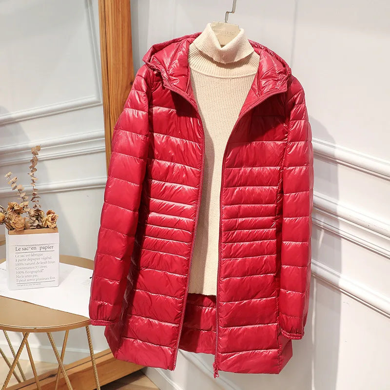 Light Down Jacket Ladies Overcoats Hip-Length