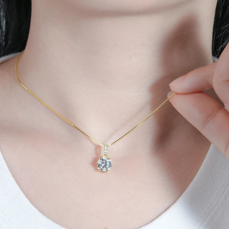 1CT 2CT Moissanite Diamond Pendant Necklace