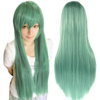 80cm Straight Synthetic Cosplay Wig White Purple Green Silver Pink Lolita Hairpiece with Bangs Long Wigs