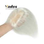 Human Hair Topper with Bangs Hand-Tied Thin 
5 * 9cm Base Light Weight Clip