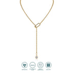 Moissanite Y-Shape Necklace, S925 Silver, 18K Gold Plated