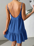 Backless Camisole Dress Ruffle Hem, Mini Dress