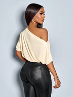 Women's Off Shoulder Ruched Top with Puff Sleeves