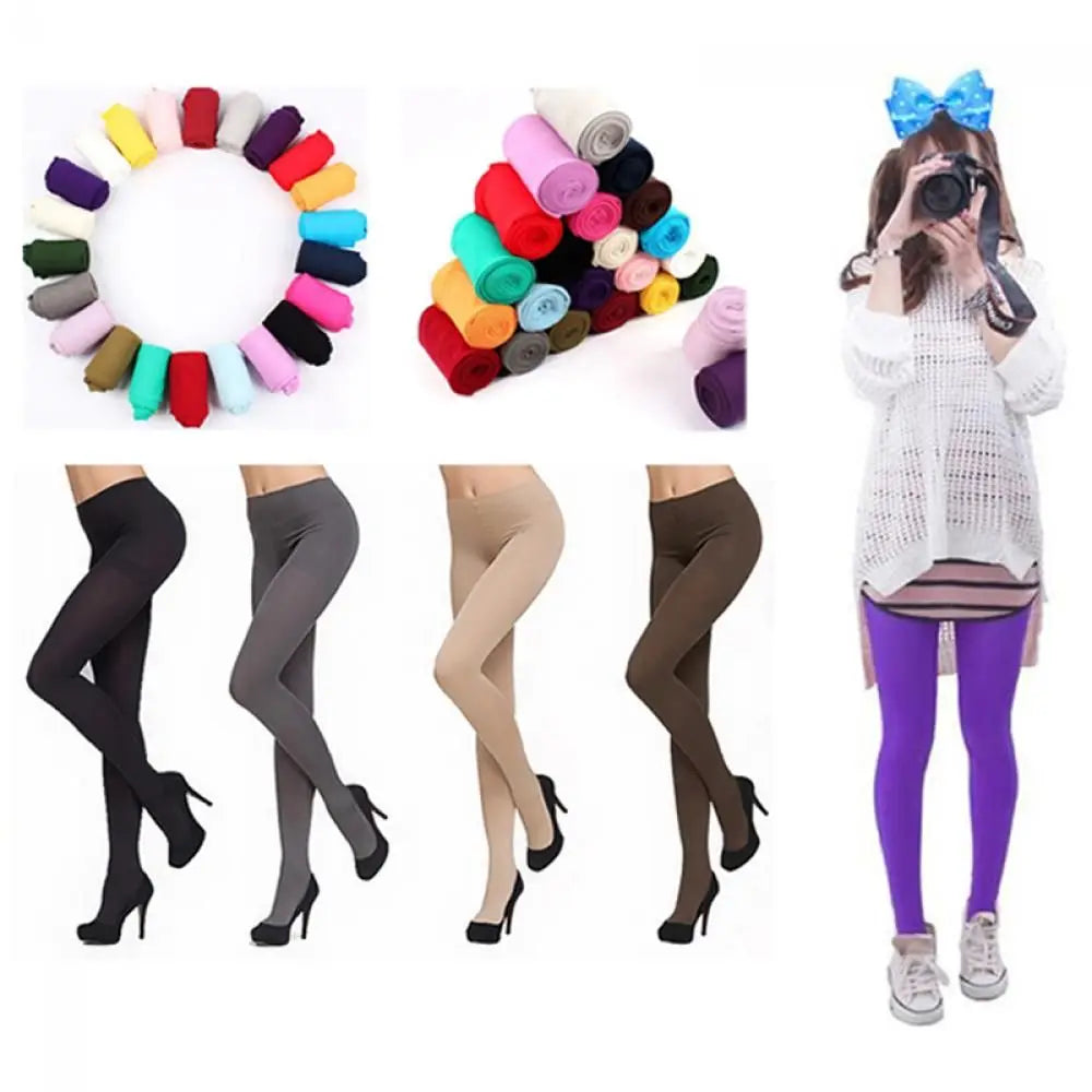 Women Opaque Pantyhose Warm Nylon Footed Stocking