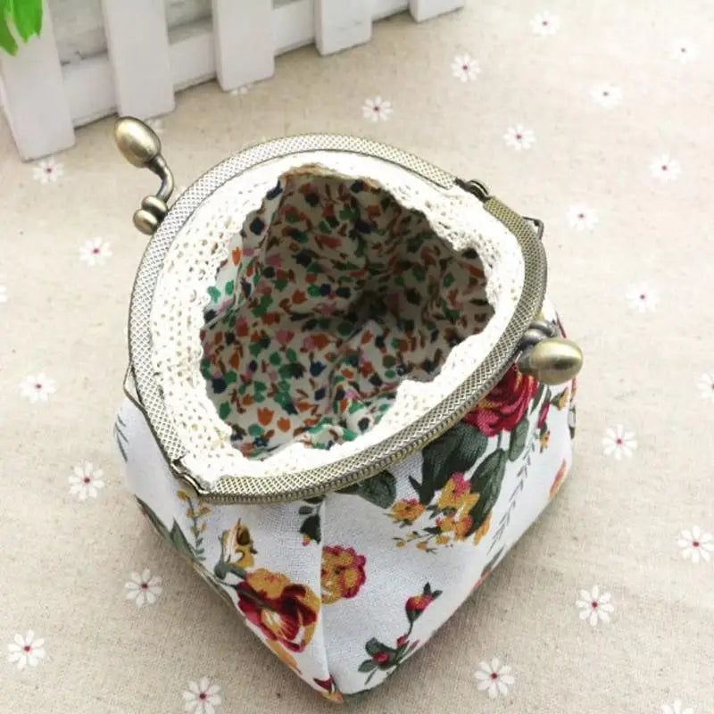 Women Canvas Fabric Big Rose Purse
