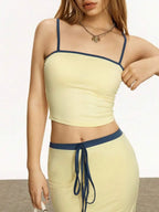 2-Piece Solid Color Crop Top  Maxi Skirt Set