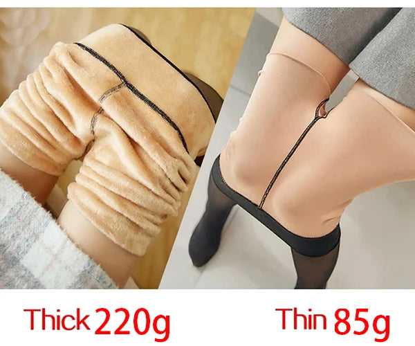 Fleece Leggings Translucent slim Pantyhose Woman Pants