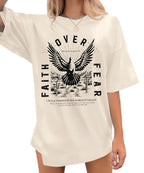 T-Shirts Letter Prints  Oversize Short Sleeve Tee 100% Cotton