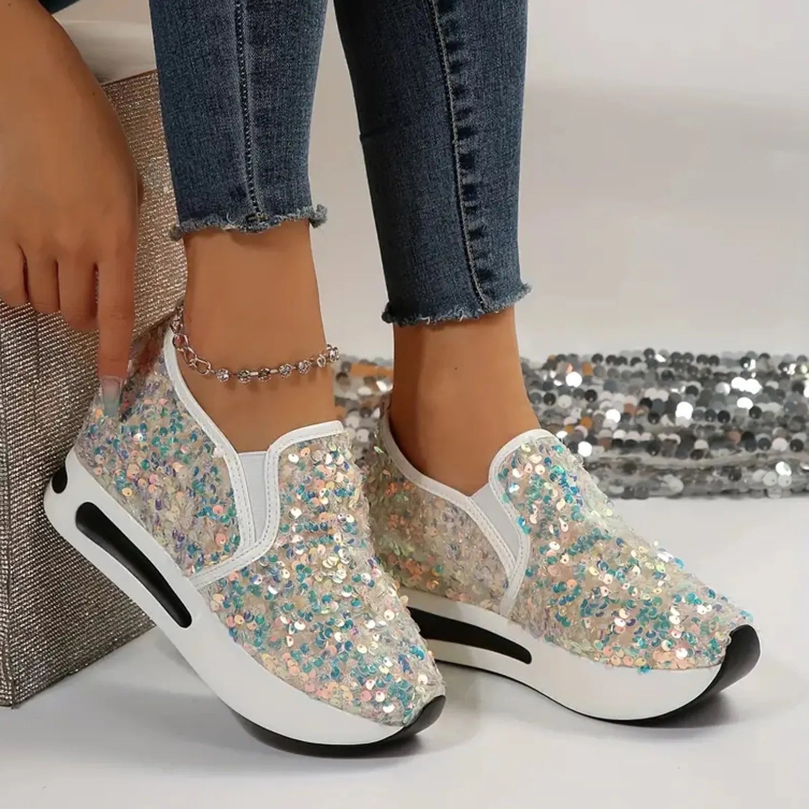 Sneakers Women Sequine Shoes
