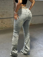 Women's high-waisted slim-fit stretch denim pants