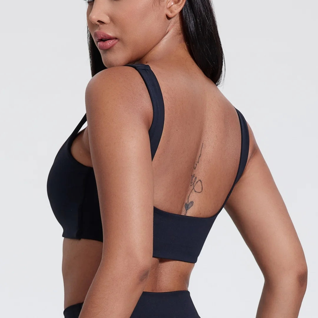 Solid Color Hollow back shoulder strap Underwear Women  Fitness sport Bra Top