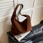 Women Suede Tote Bag Magnetic Closure