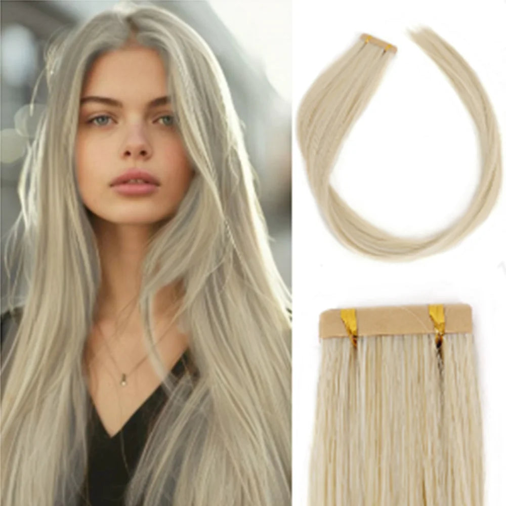 Seamless Invisible Tape in Red Hair Extensions for Women 24 inch Straight 
Colored Soft Synthetic Hair for Party Halloween Use