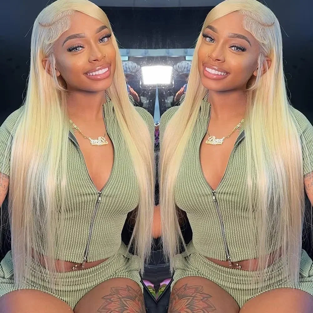 40 Inch Blonde Body Wave Human Hair Wigs 613 Hd Lace Frontal Wig 13x6 
 Bone Straight Lace Front Wig Colored 100% Human Hair