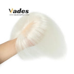 Human Hair Topper with Bangs Hand-Tied Thin 
5 * 9cm Base Light Weight Clip