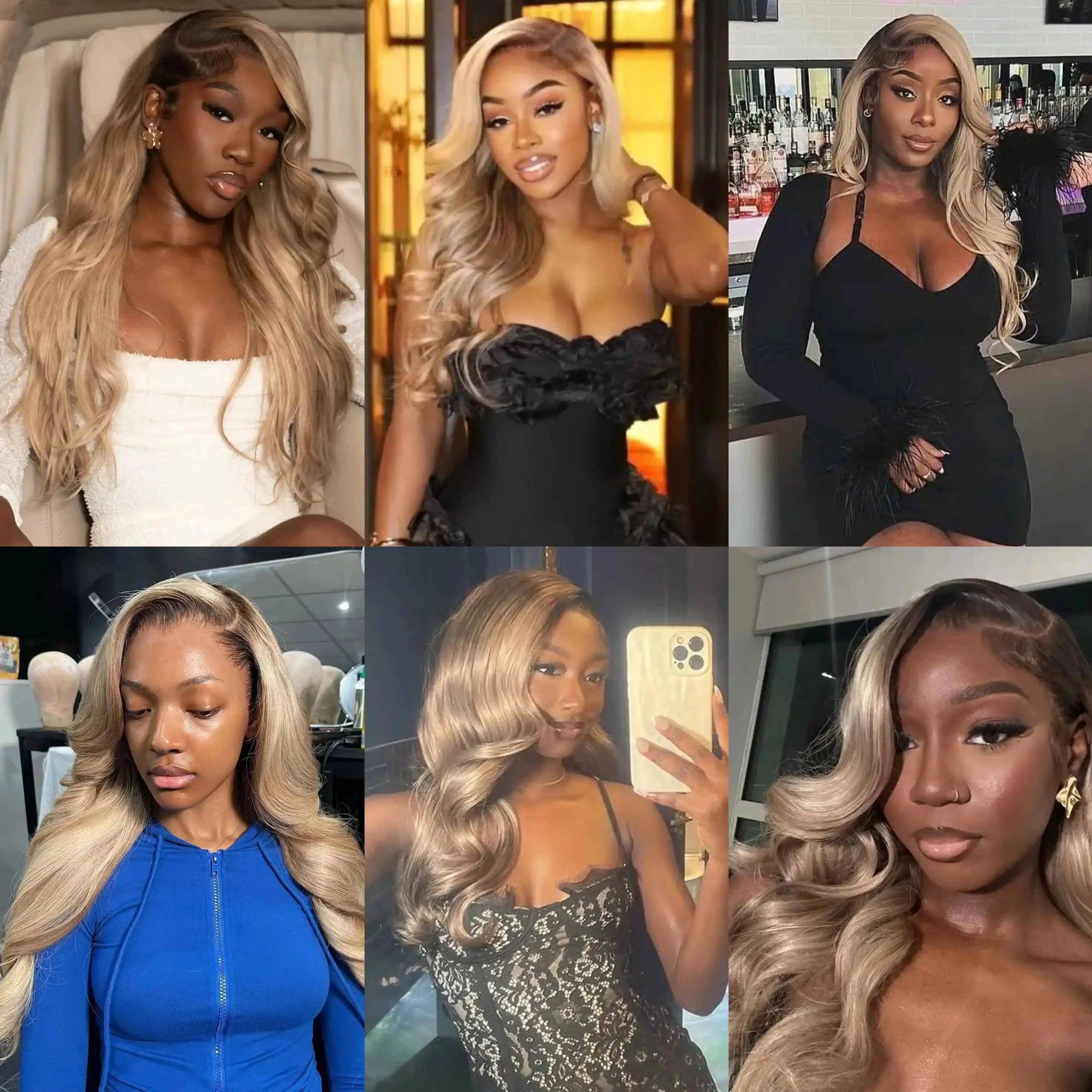 180 Density Brown Roots Ash Blonde Body Wave Lace Frontal Wig 
13x6 Ombre Ash Blonde Human Hair Wigs for Women