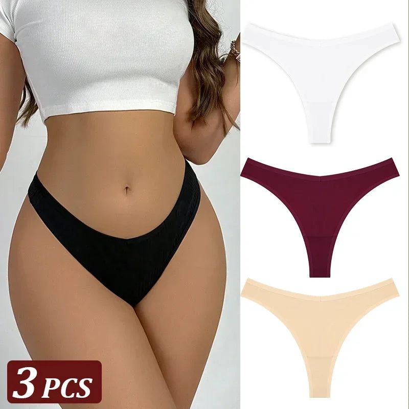 3Pcs/Set Seamless Thong Cotton Panties