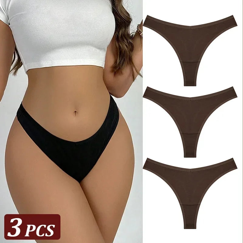 3Pcs/Set Seamless Thong Cotton Panties