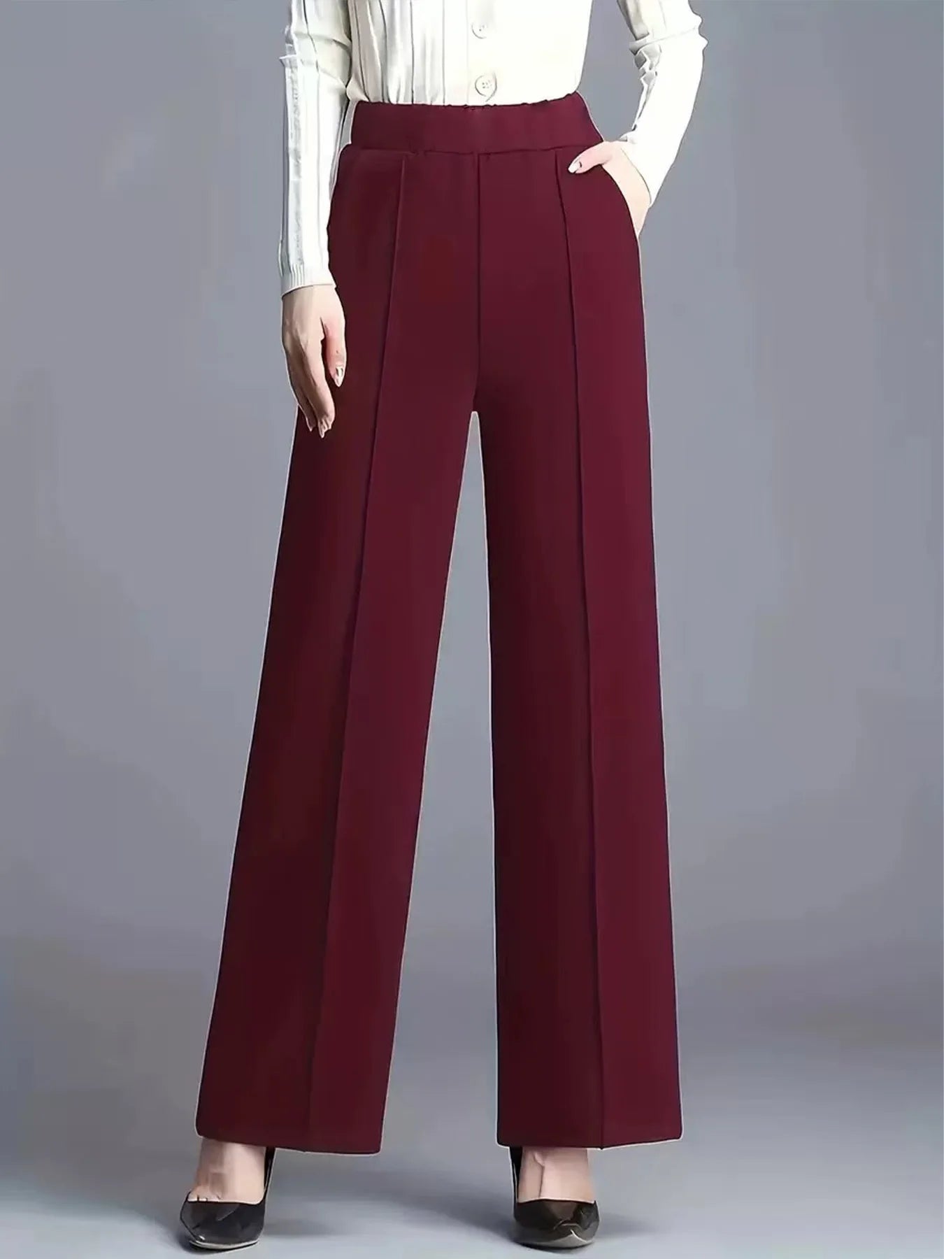 Slimming Casual Pants Elastic Waist Comfortabe Pocket Design