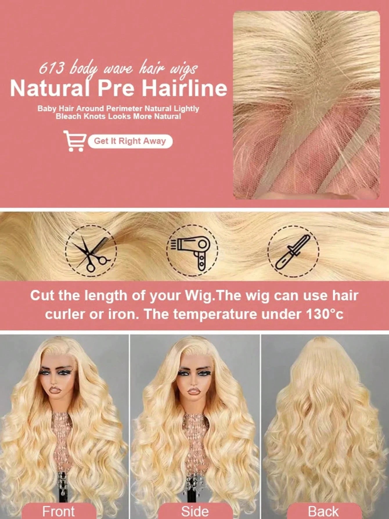 200 Density 613 Human Hair Wig 
13x6 Hd Lace Frontal 40 Inch Blonde Human Hair Wig Pre 
BrazilianBody Wave Lace Front Wigs