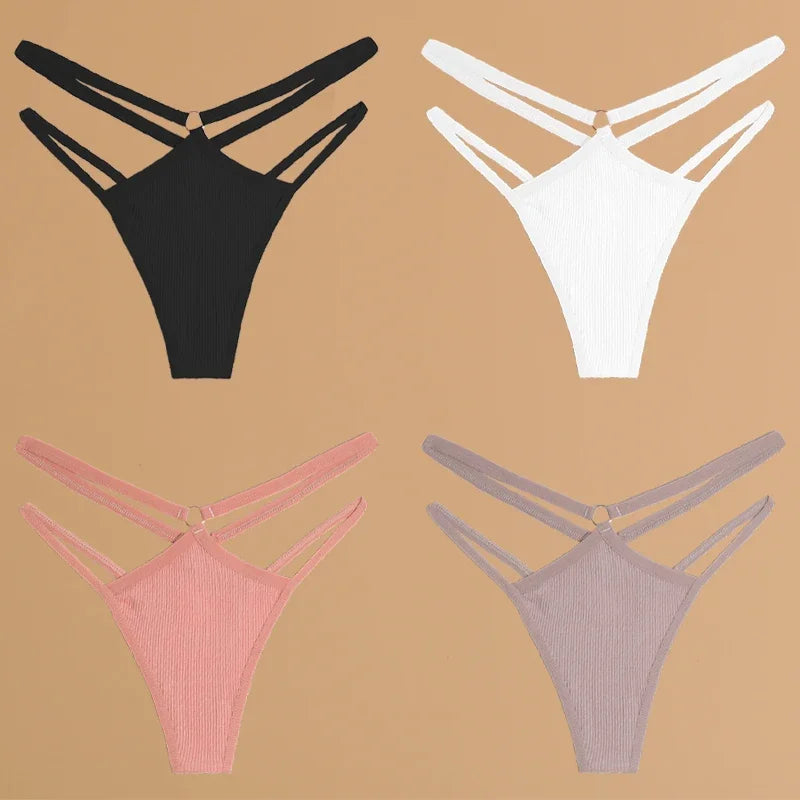 4Pcs Cotton Double Thin Thongs