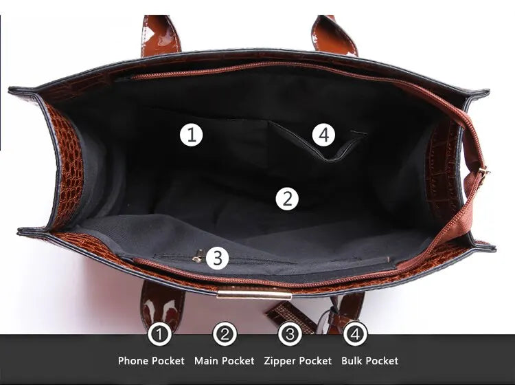 Crocodile Print Women Handbags Purse Tote