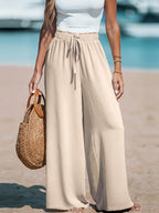 Women's  Wide Leg Pants pockets Solid Color Pants
