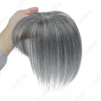 Human Hair Topper with Bangs Hand-Tied Thin 
5 * 9cm Base Light Weight Clip