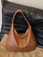 Black Faux Leather Shoulder Bag  Zipper Closure