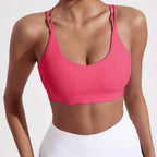 Solid Color Cross Fitness Bra  With Chest Pad