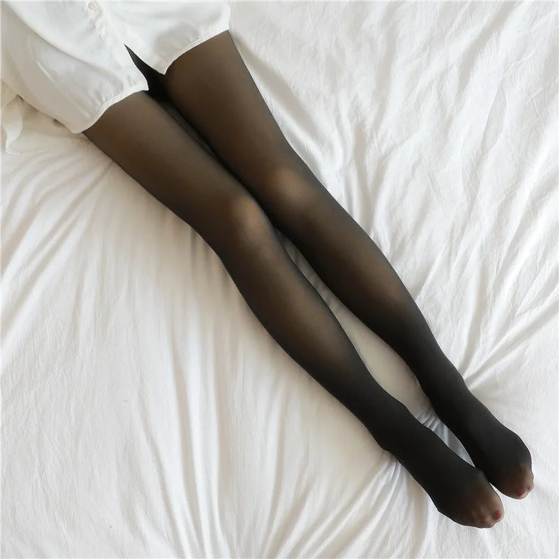 Fleece Leggings Translucent slim Pantyhose Woman Pants