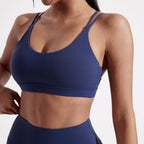 Solid Color Cross Fitness Bra  With Chest Pad