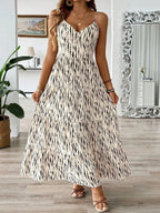 Boho Plus Size Maxi Dress with Back Tie & Tiered Skirt for Summer Beach Vacations