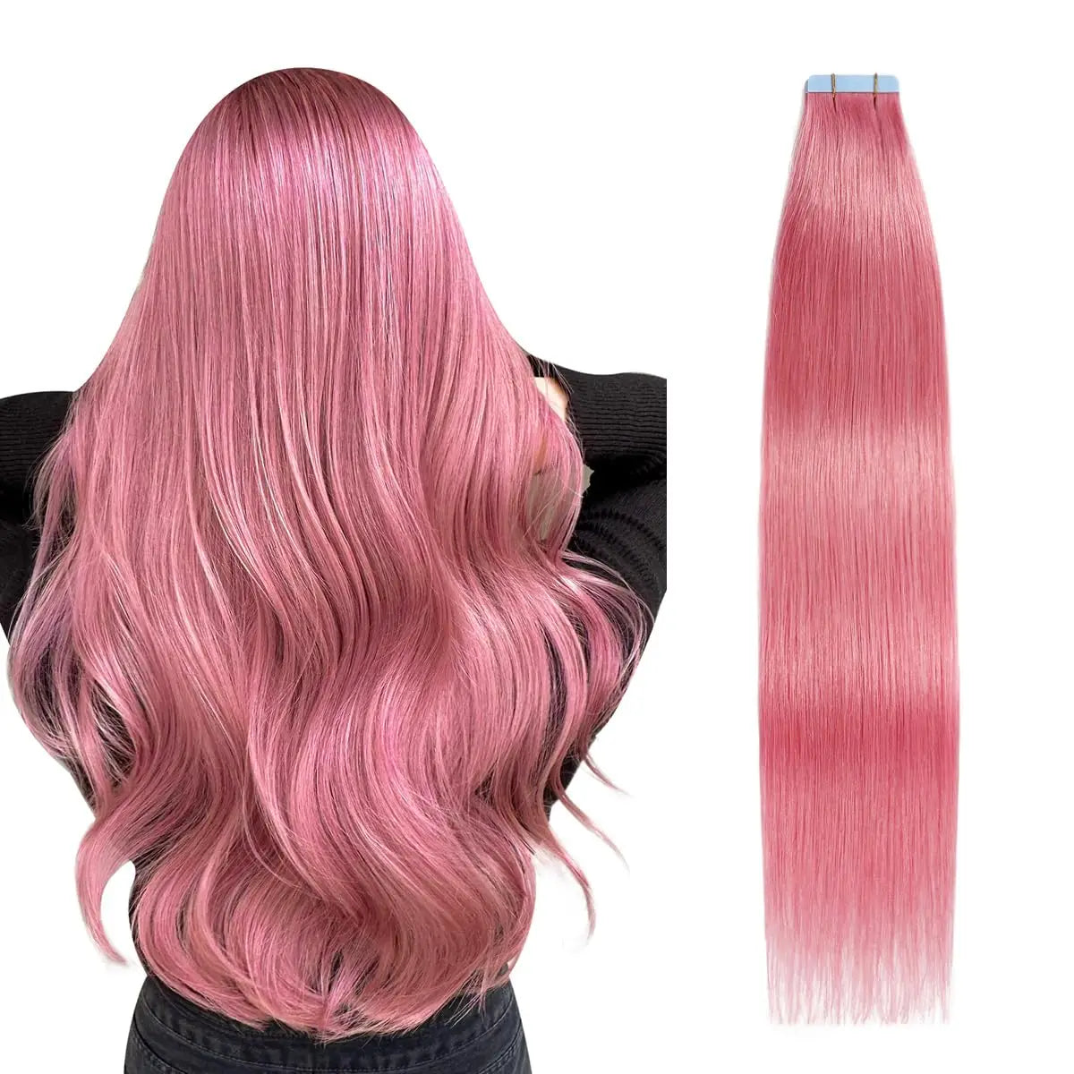 Seamless Invisible Tape in Red Hair Extensions for Women 24 inch Straight 
Colored Soft Synthetic Hair for Party Halloween Use