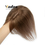 Human Hair Topper with Bangs Hand-Tied Thin 
5 * 9cm Base Light Weight Clip