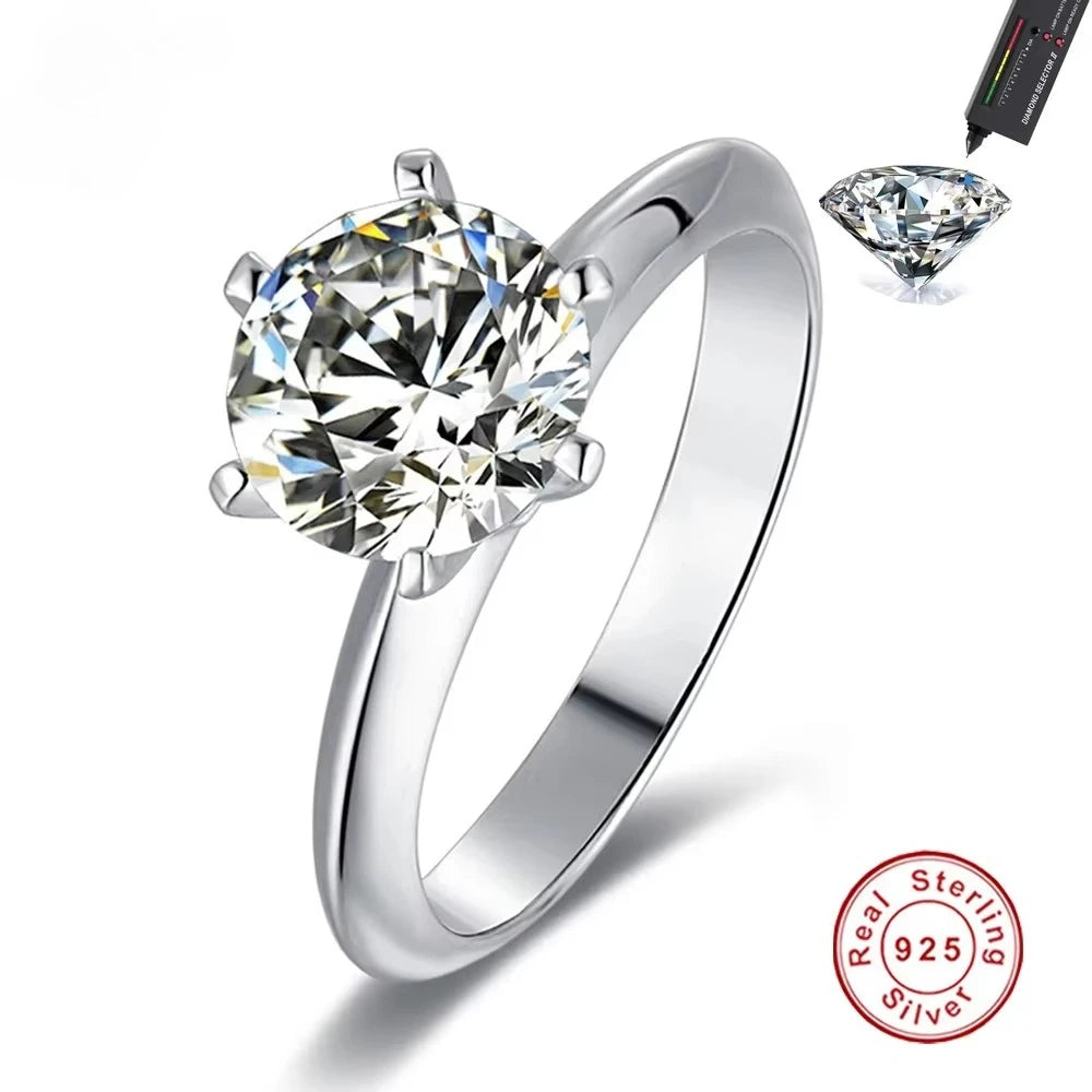 925 Sterling Silver 1-3 Ct Real Moissanite Rings Wholesale