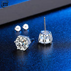 925 Sterling Silver GRA Certified 0.5-3CT Moissanite D Color Six-jaw Stud Earrings