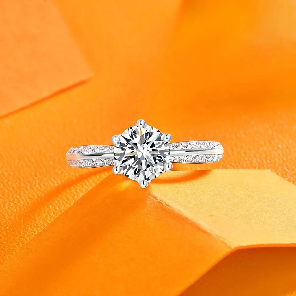 1ct 2ct 3ct Moissanite Ring 925 Sterling Silver 18K Gold Plated