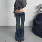 Low-Waist Bell Bottom Denim Jeans Women