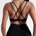 Solid Color Cross Fitness Bra  With Chest Pad